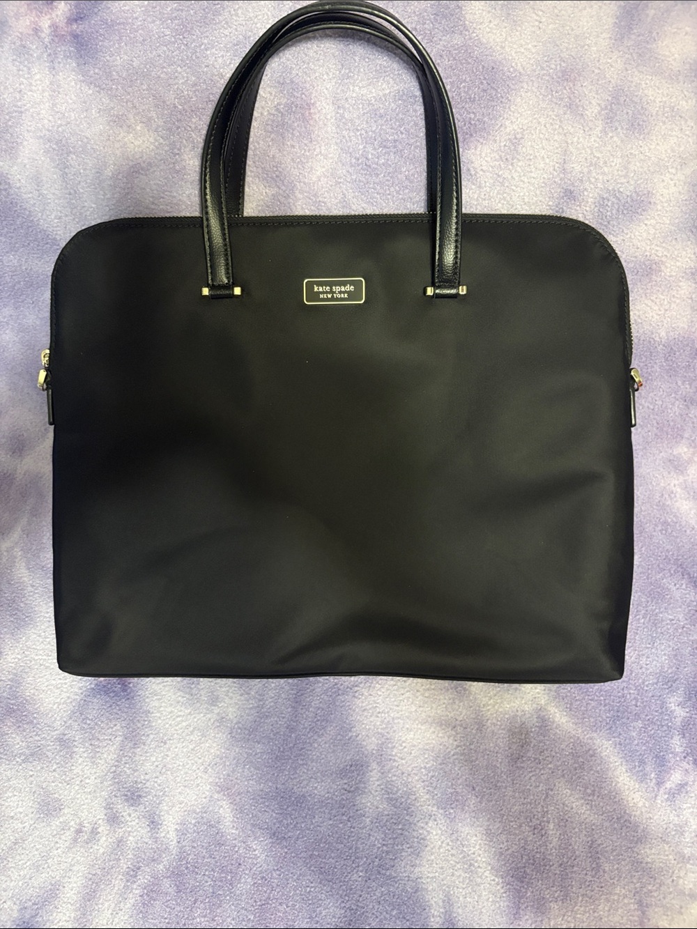 kate spade Black Nylon Laptop Tote with Leather Handles